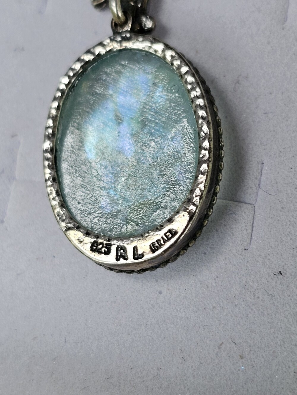 Authentic Roman Glass Pendant & Chain Sterling Silver 20" - Picture 7 of 9